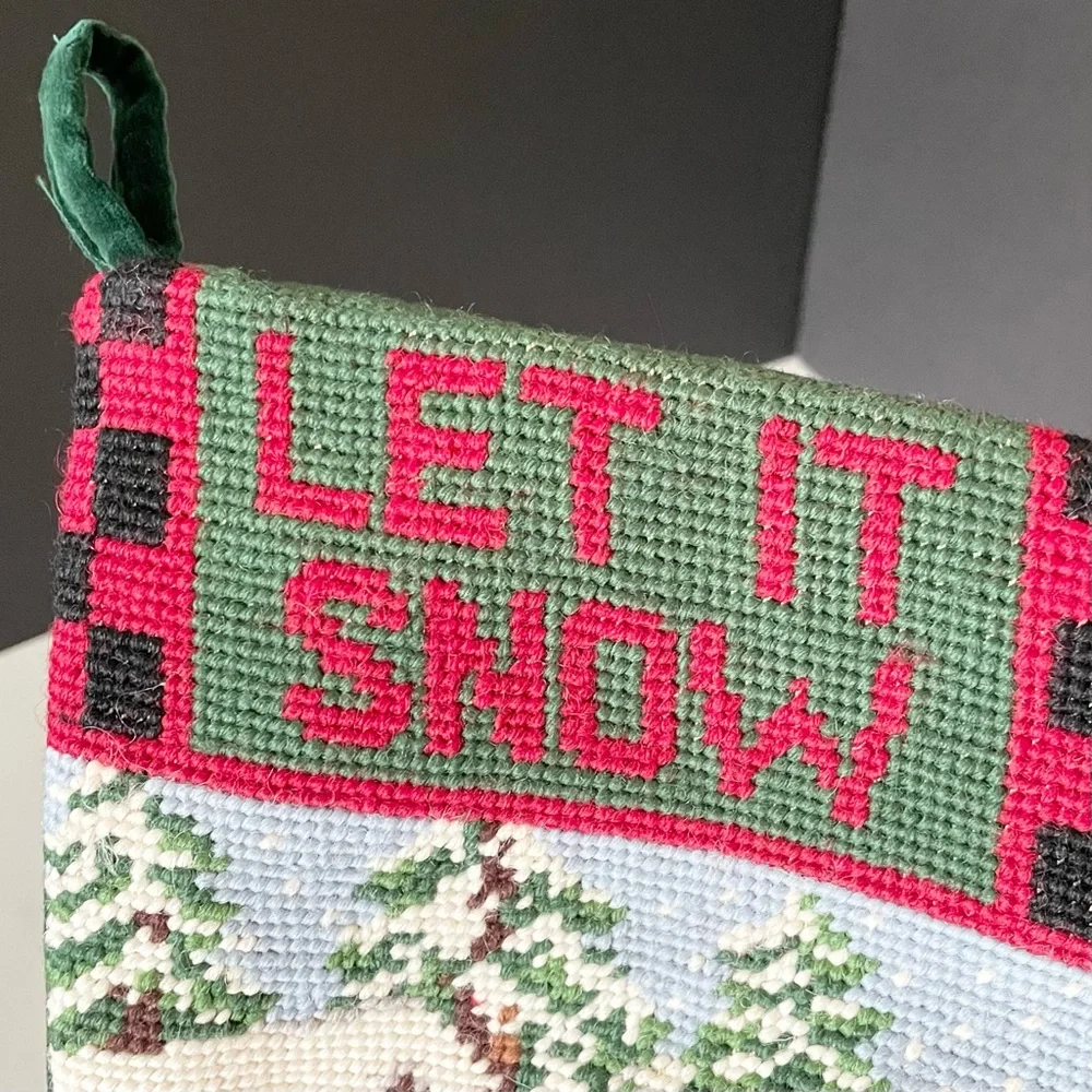 Let it Snow Snowman Holiday Needlepoint Stocking